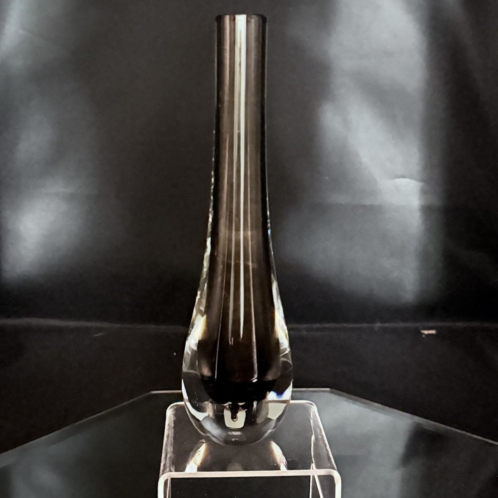 Vintage Caithness Stroma Peat Cased Glass Flower Bud Vase Heavy Flat Bottom EUC